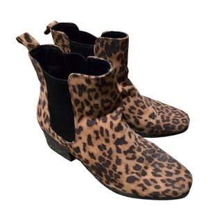 Leopard Print Ankle Boots, Size 9